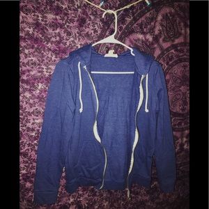 Blue zip-up sweatshirt